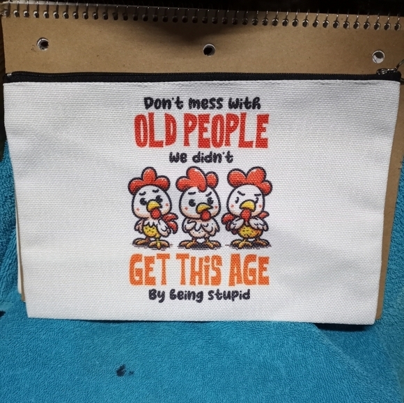 Chicken Themed Pet Pouch Makeup Bag Funny - White and Red - Picture 2 of 3